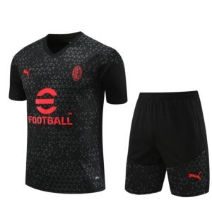 23-24 AC Milan Black Training Short Sleeve Suit